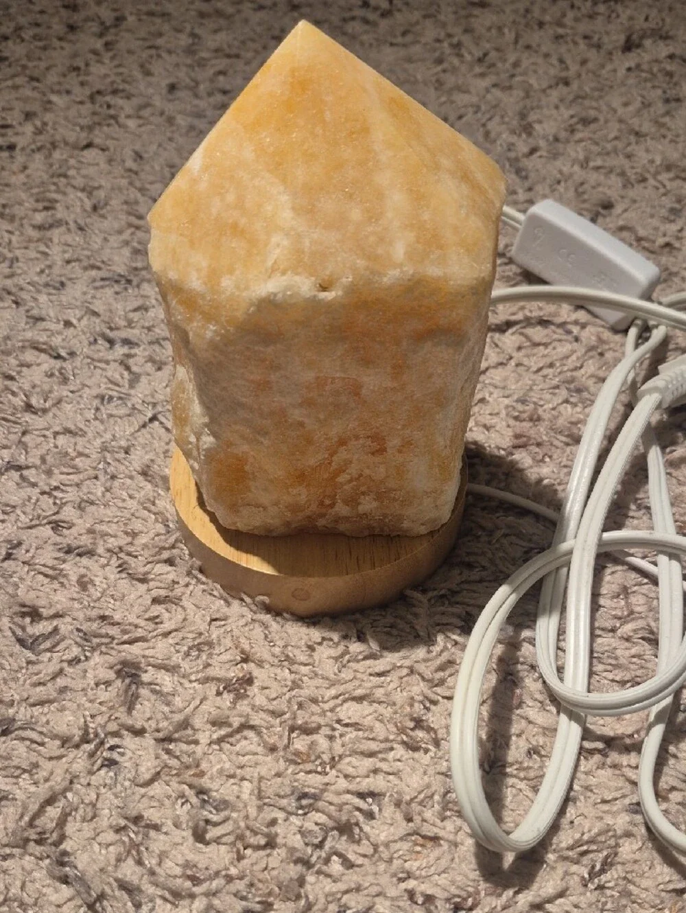 Hand-Crafted Orange Calcite Crystal Lamp (Wooden Base Not Included)